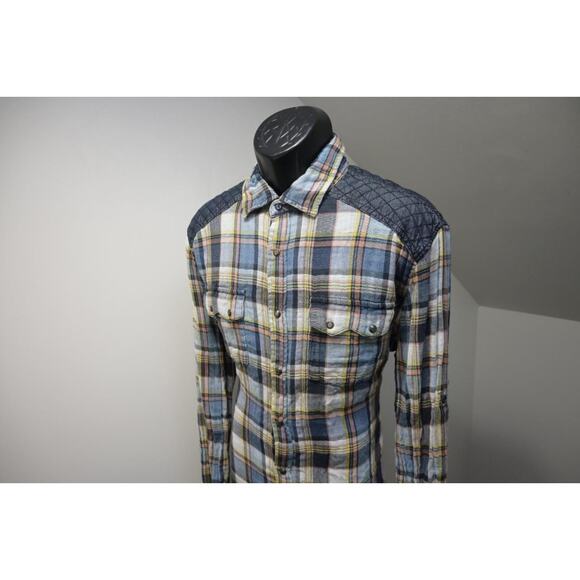 Silver Jeans Western Pearl Snaps Shirt Button Up Long Sleeve Mens Size Large - Picture 3 of 11